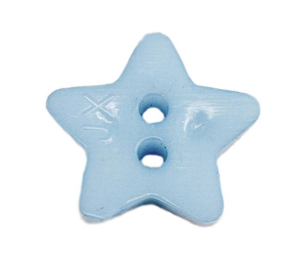 Kids button as a star made of plastic in medium blue 14 mm 0.55 inch